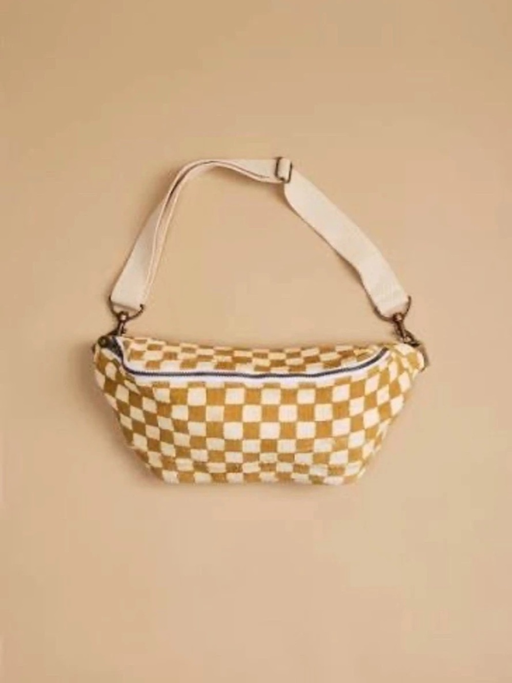 Jenna Bee MUSTARD & CREAM CHECKERED SLING BAG crossbody